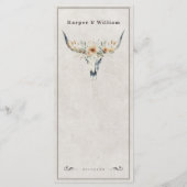 Hochzeitsmenü des Vintagen Langhornskulses im Wild Menükarte (Rückseite)