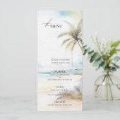 Hochzeitsmenü des Watercolor Tropical Beach Palme (Stehend Vorderseite)