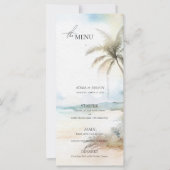 Hochzeitsmenü des Watercolor Tropical Beach Palme (Vorderseite)