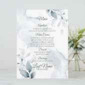 Hochzeitsmenü | Dusty Blue Botanical Menu Menükarte (Stehend Vorderseite)
