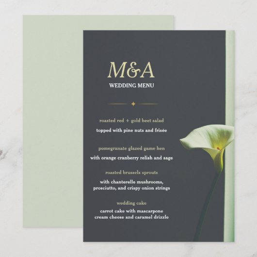 Hochzeitsmenü Einladung (Vorne/Hinten)
