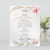 Hochzeitsmenü | Elegant Rosa Blush Peony Menükarte (Stehend Vorderseite)