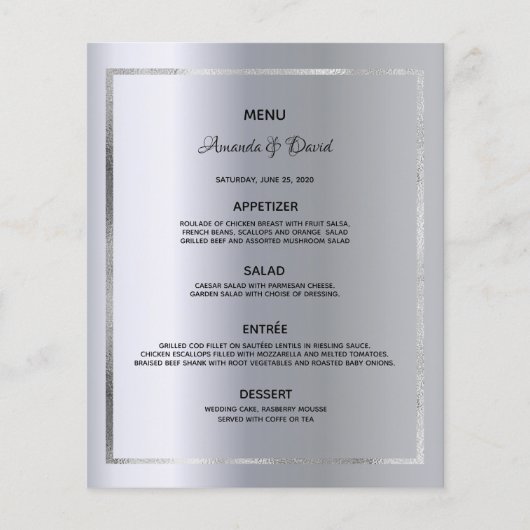 Hochzeitsmenü - elegante Glaswand (Vorderseite)