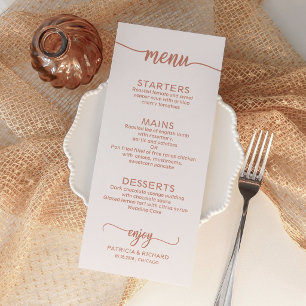 Hochzeitsmenü Elegante Rose Goldkalligrafie Menükarte