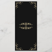 Hochzeitsmenü Eleganter Deko Gold Retro Black Menükarte (Rückseite)