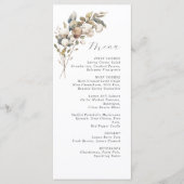 Hochzeitsmenü für Baumwolle und Eukalyptus Menükarte (Vorderseite)