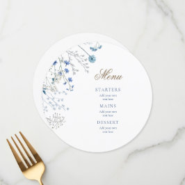 Hochzeitsmenü für Blaue Wildblumen Menükarte