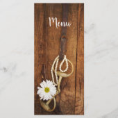Hochzeitsmenü für Daisy und Horse Bit Country West Menükarte (Vorderseite)