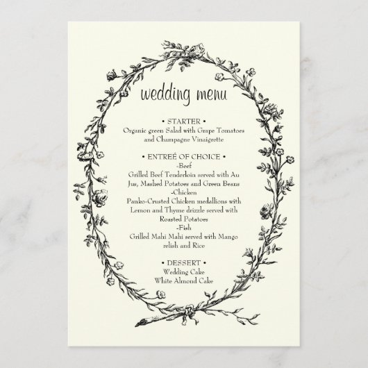 Hochzeitsmenü für Elfenbeinkranke Menükarte (Vorderseite)