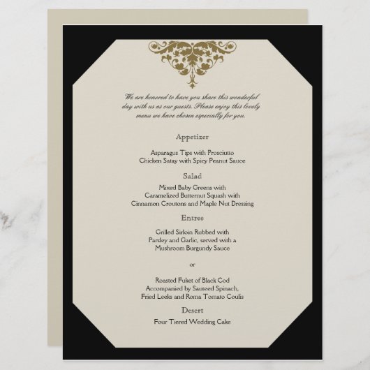 Hochzeitsmenü für Elfenbeinschwarz und Goldklemme (Vorne/Hinten)