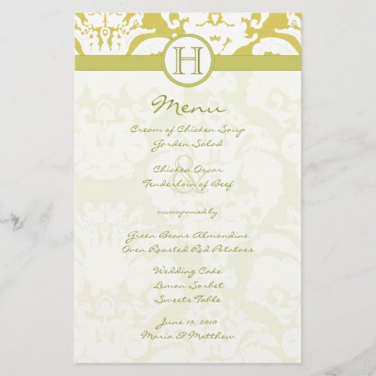 Hochzeitsmenü für Gold und Limone Damaskus (Vorderseite)