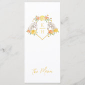 Hochzeitsmenü für Graupferde und Gelbe Rosen Menükarte (Vorderseite)