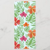 Hochzeitsmenü für Hibiskus und Palm-Blätter Menükarte (Rückseite)