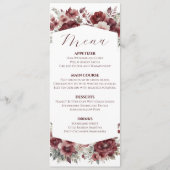 Hochzeitsmenü für Hochzeitsfeiern in Burgund Menükarte (Vorderseite)