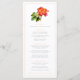 Hochzeitsmenü für Hybrid-Tee Rose Orangenfarben Menükarte