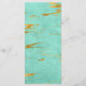 Hochzeitsmenü für Minze und Gold-Marmor Menükarte (Rückseite)