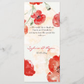 Hochzeitsmenü für Mohnblumen Menükarte (Rückseite)