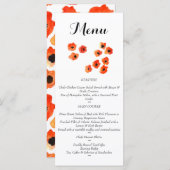 Hochzeitsmenü für Mohnblütensträuße Menükarte (Vorne/Hinten)