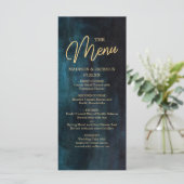 Hochzeitsmenü für Navy Blue & Aquamarin Watercolor Menükarte (Stehend Vorderseite)