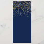 Hochzeitsmenü für Navy Blue & Glam Gold Confetti Menükarte (Rückseite)