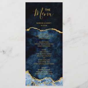 Hochzeitsmenü für Navy Blue Gold Foil Agate Marble Menükarte