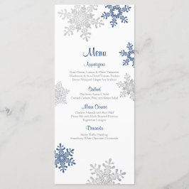 Hochzeitsmenü für Navy Blue Silver Snowflake Menükarte