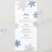 Hochzeitsmenü für Navy Blue Silver Snowflake Menükarte (Vorderseite)