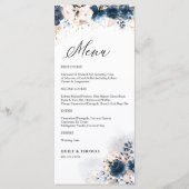 Hochzeitsmenü für Navy Blue und Dusty Rose Menükarte (Vorderseite)