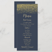 Hochzeitsmenü für Navy Blue und Gold Diamond Menükarte (Vorne/Hinten)