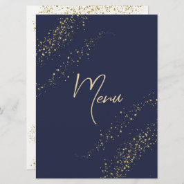 Hochzeitsmenü für Navy & Gold Stardust Menükarte