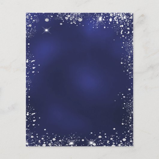 Hochzeitsmenü für Navy-Silber-Glitzer-Bar (Rückseite)