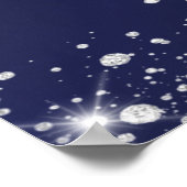 Hochzeitsmenü für Navy-Silber-Glitzer-Bar Poster (Ecke)