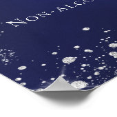 Hochzeitsmenü für Navy-Silber-Glitzer-Bar Poster (Ecke)