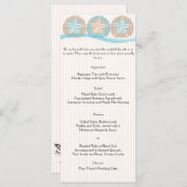 Hochzeitsmenü für Peach und Blue Sand Dollars Menükarte (Vorne/Hinten)