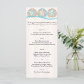 Hochzeitsmenü für Peach und Blue Sand Dollars Menükarte (Stehend Vorderseite)