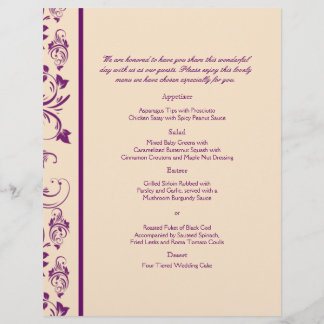 Hochzeitsmenü für Pflaume und Champagner