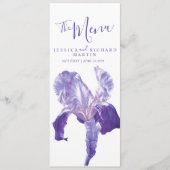 Hochzeitsmenü für Riesenviolette Blumen Menükarte (Vorderseite)
