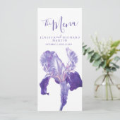Hochzeitsmenü für Riesenviolette Blumen Menükarte (Stehend Vorderseite)