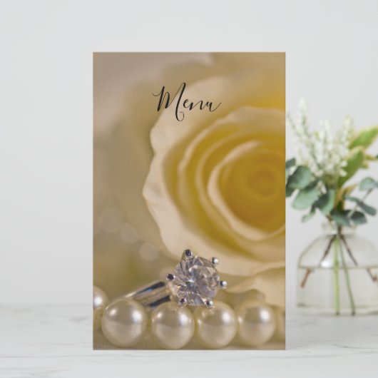 Hochzeitsmenü für Rose, Ring und Perlen (Stehend Vorderseite)