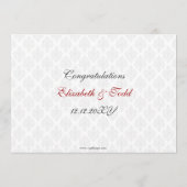 Hochzeitsmenü für Rotdamast Menükarte (Rückseite)