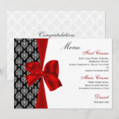 Hochzeitsmenü für Rotdamast Menükarte (Vorne/Hinten)