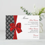 Hochzeitsmenü für Rotdamast Menükarte (Stehend Vorderseite)