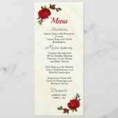 Hochzeitsmenü für rote Blume Menükarte (Vorderseite)