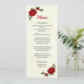 Hochzeitsmenü für rote Blume Menükarte (Stehend Vorderseite)