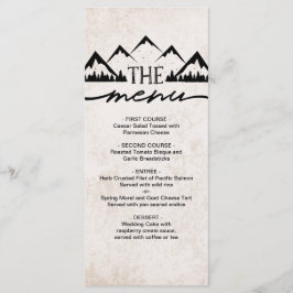 Hochzeitsmenü für Rustikale Gebirge und Pinienbäum Menükarte