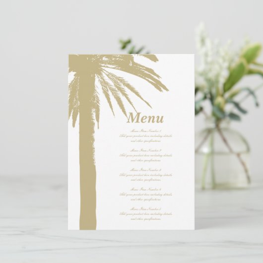Hochzeitsmenü für Sandpalmen Menükarte (Stehend Vorderseite)