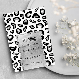 Hochzeitsmenü für Schwarz-Glitzer-Tiere Einladung