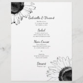 Hochzeitsmenü für Schwarz-Weiß-Sonnenblumen (Vorderseite)