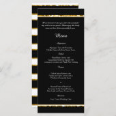 Hochzeitsmenü für Schwarz-weiße Glitzer und Gold Menükarte (Vorne/Hinten)