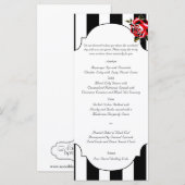 Hochzeitsmenü für Schwarz-weiße Rote Rosen Menükarte (Vorne/Hinten)